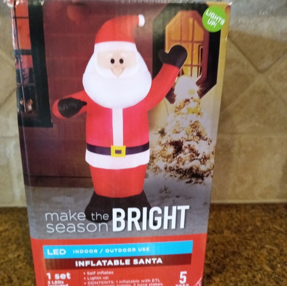 Make the Season Bright Inflatable Santa 5 ft - Picture 2 of 3